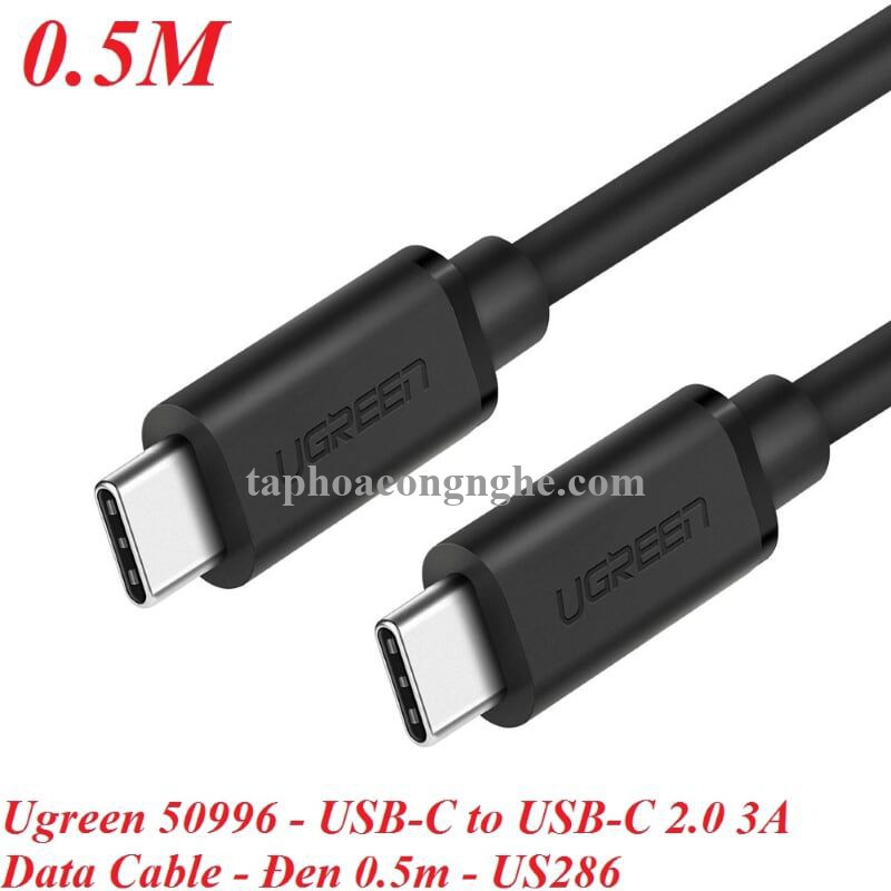 Ugreen 50996 0.5M màu đen Dây USB 2 đầu Type C US286 30050996